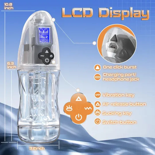 😍 2025 Hot-Selling New Masturbator 🚀 – 💋 Fully Transparent Vibrating, Sucking, and Moaning Male Masturbator 🎁