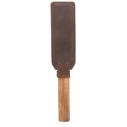 Distressed Wooden Handle Rivet Leather Paddle