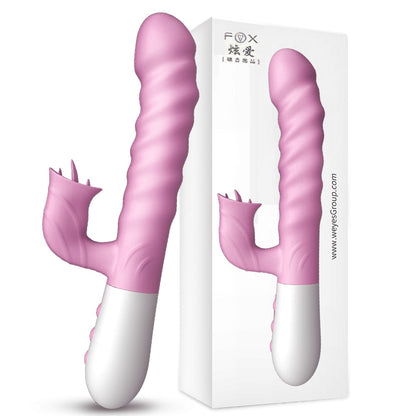 Double Tongue Vibrating dildo with Telescopic Rotating vibrators for woman Anal vaginal Clitoris Stimulator Adult suck sex toys