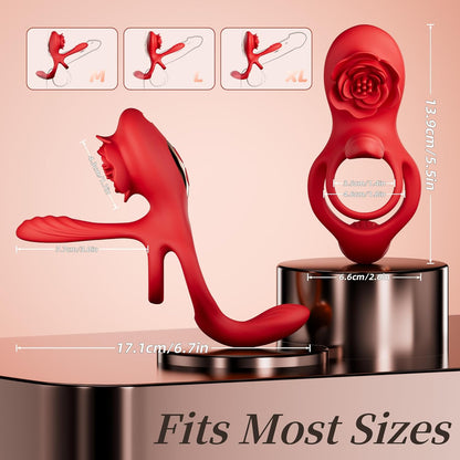 3-in-1 vibrating penis ring equipped with 3 powerful vibration motors and 10 vibration modes
