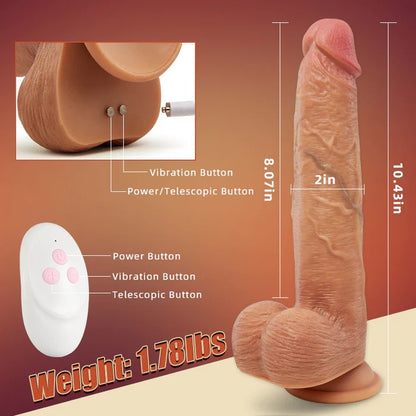 Buyging™ 10 Vibrating 6 Thrusting Thick and Lifelike Dildo 10.43 Inch