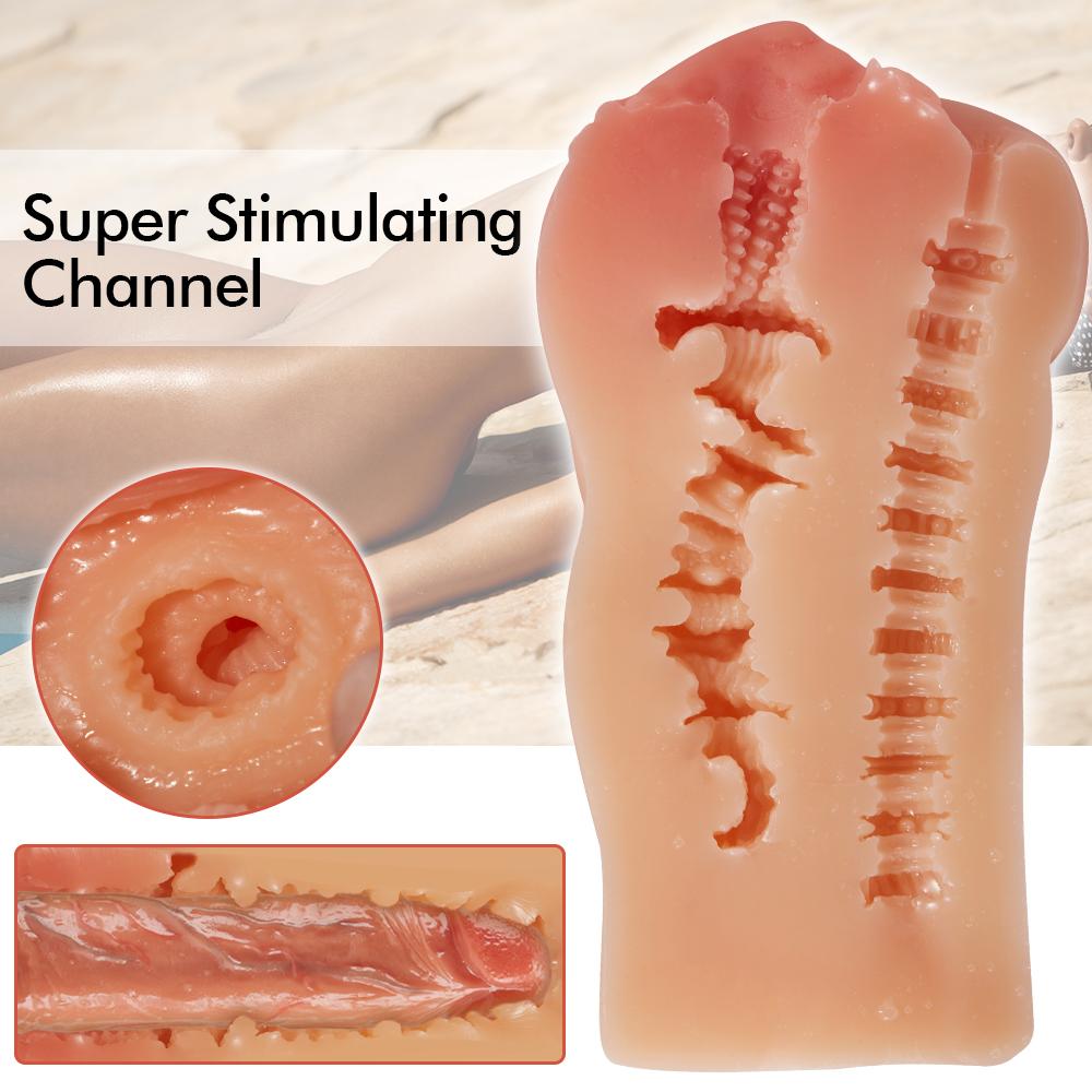 7.1 2 Holes Realistic Textured Vagina and Tight Anus Pocket Pussy Male Masturbator
