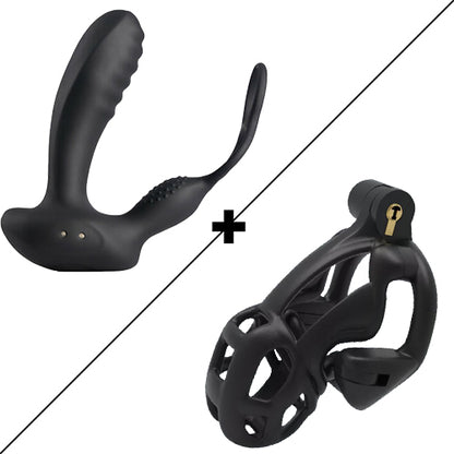 10 Vibrating Smart Heated Multifunctional Prostate Massager with Dual Cock Rings