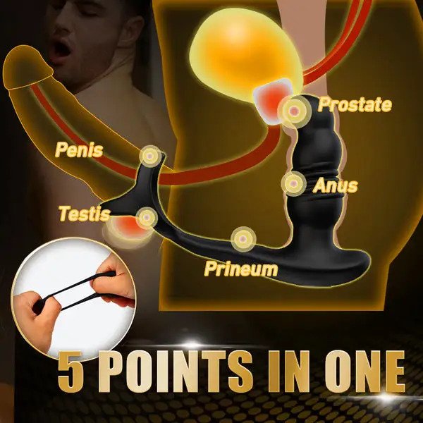 7 Vibrating 3 Thrusting Anal Massager with Cock Ring