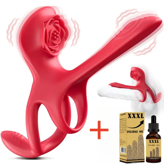 🎁2025 Epic Vibrating Couple Penis Sleeve💥- 😍5-in-1 Rose Love💖