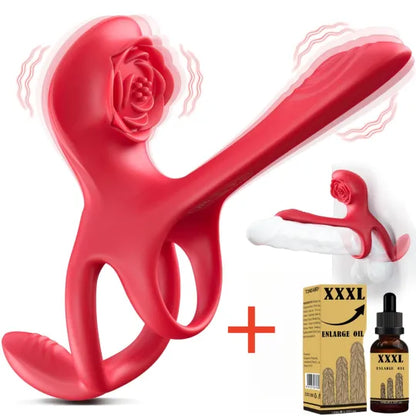 🎁2025 Epic Vibrating Couple Penis Sleeve💥- 😍5-in-1 Rose Love💖