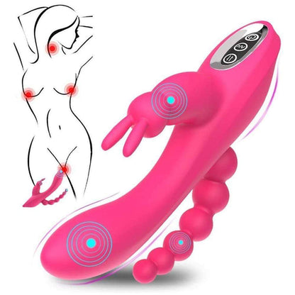 3-in-1 7 Vibrating Modes Rabbit G-Spot Stimulator Anal Dildo Vibrator