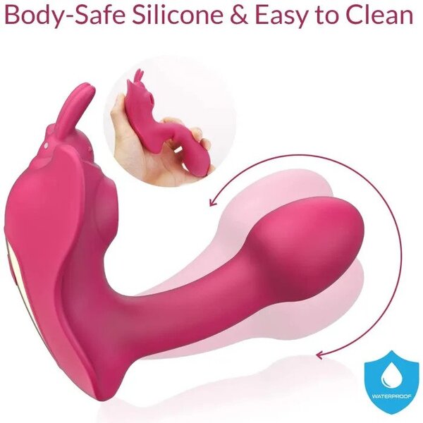 Dual-Action G Spot Vibrator - Clitoralis Stimulator with Flapping & Vibrating Motion, Remote Control, Butterfly Wearable Vibrator