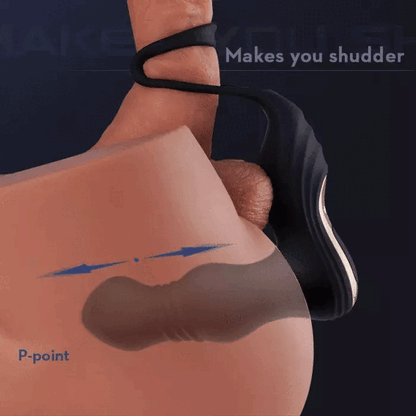 P13 - 3 Thrusting and 12 Vibrating Dual Cock Rings Prostate Massager