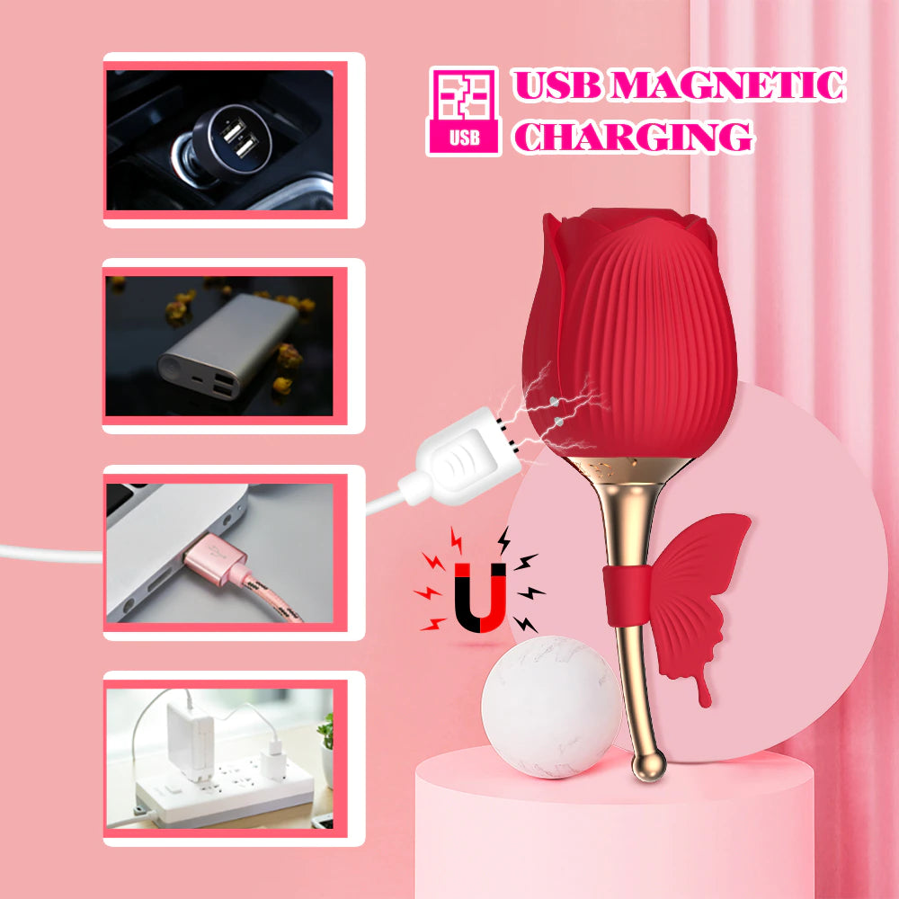 2021 Rose Flower Clitoral Sucking Vibrator G-Spot Vibrator Clit Stimulator Vagina Pussy Massager Adult Sex Toys for Women Orgasm