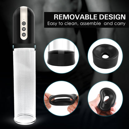 2 in 1 Penis Pump with 4 Suction Intensities, Rechargeable Automatic Cock Pump for Stronger Bigger Erections
