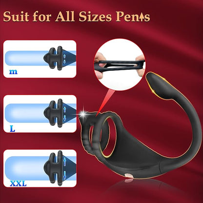 Vibrating penis ring stain stimulator with mini bullet, remote control, anal plug, prostate massager, penis ring, male vibrators for men, sex toys for adult partners