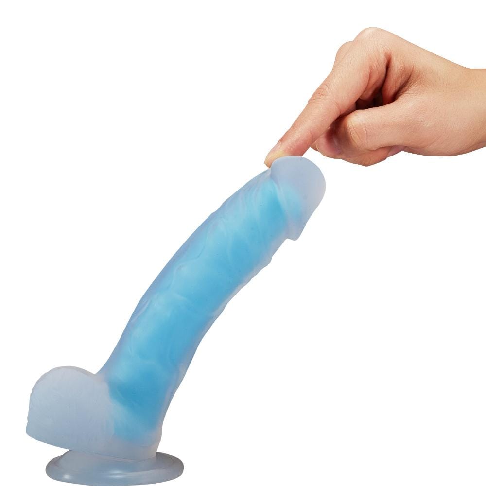 Clear-Blue Fluorescent Realistic Dildo