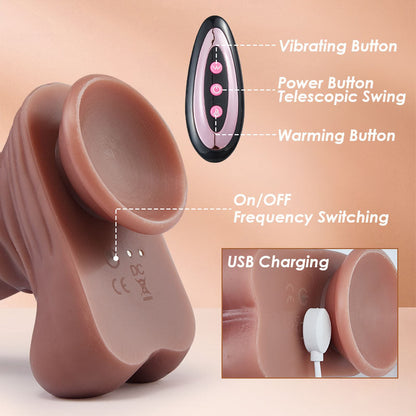 Buyging™ 3 Telescopic Swing 10 Vibration Heating Dildo 7.75 Inch