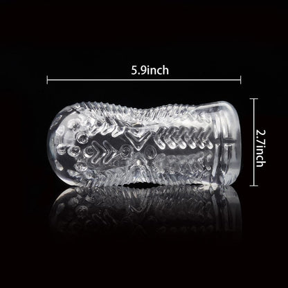 5.5” Clear Male Masturbator with Larger Accommodating Zone