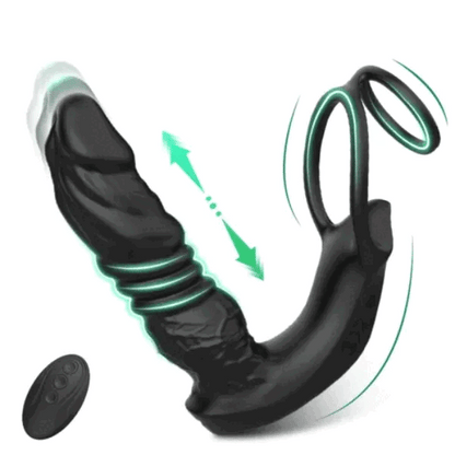 Buyging™ APP Control 9 Vibrating Thrusting Prostate Massager With Dual Cock Rings
