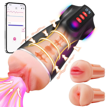 Sexoralab -3 Sleeves Sets AI Sync Pocket Pussy Penis Pump with 9 Sucking & 9 Vibrating